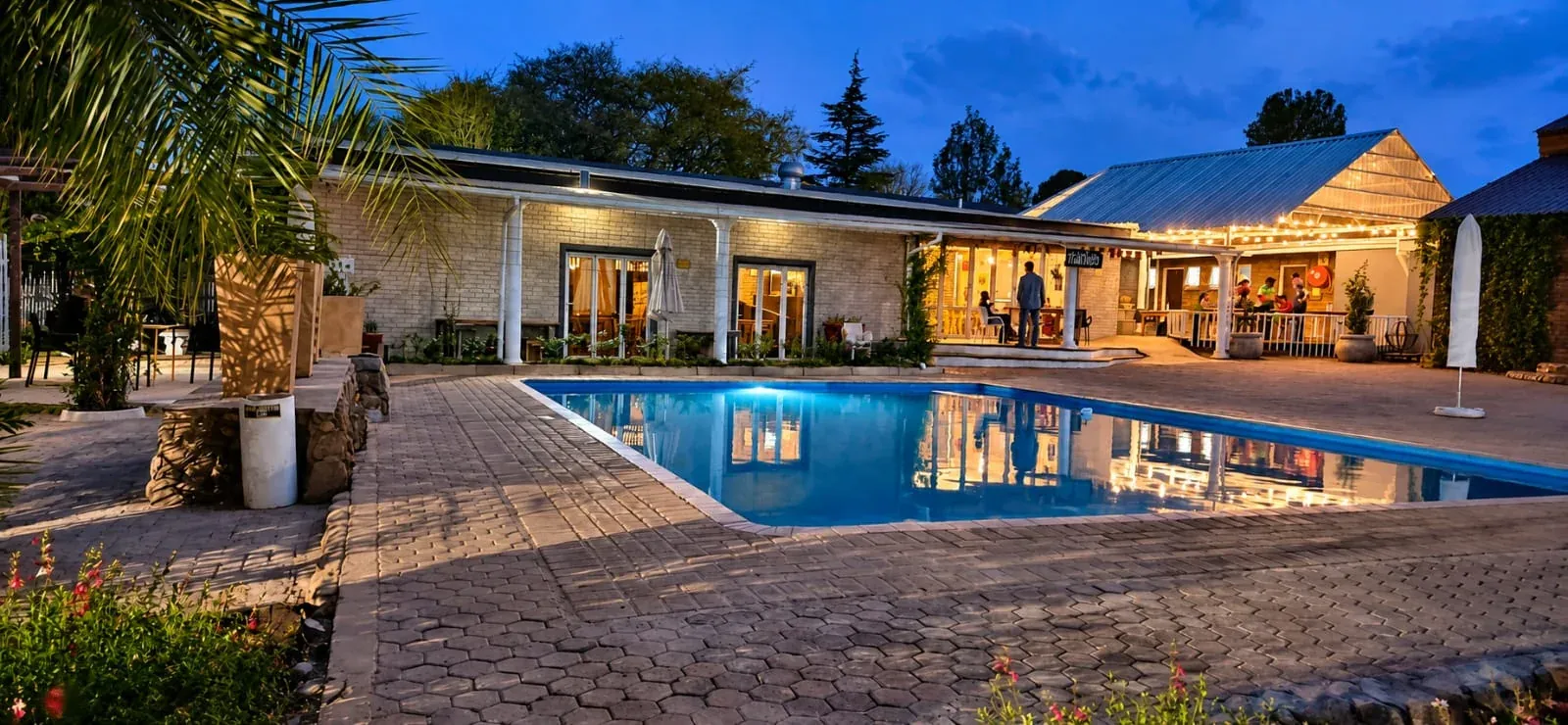 Evening pool area